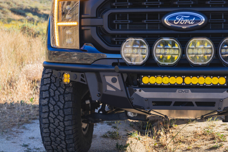 Ford F-150 Front Bumper - DV8 Offroad - Tube, Prerunner - Micro-texture black with gray skid plate accents - `21-`23